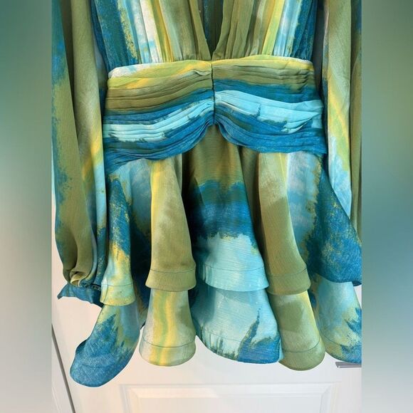 Bronx and Banco Green and Blue Mini Dress - Picture 8 of 16